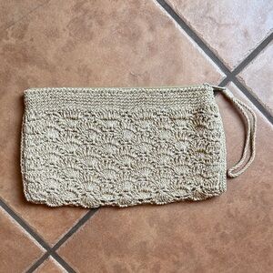 Elegant Tan Woven Clutch